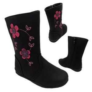 Girls Shoes Pollyana Kelly Flower detail flat Black boot